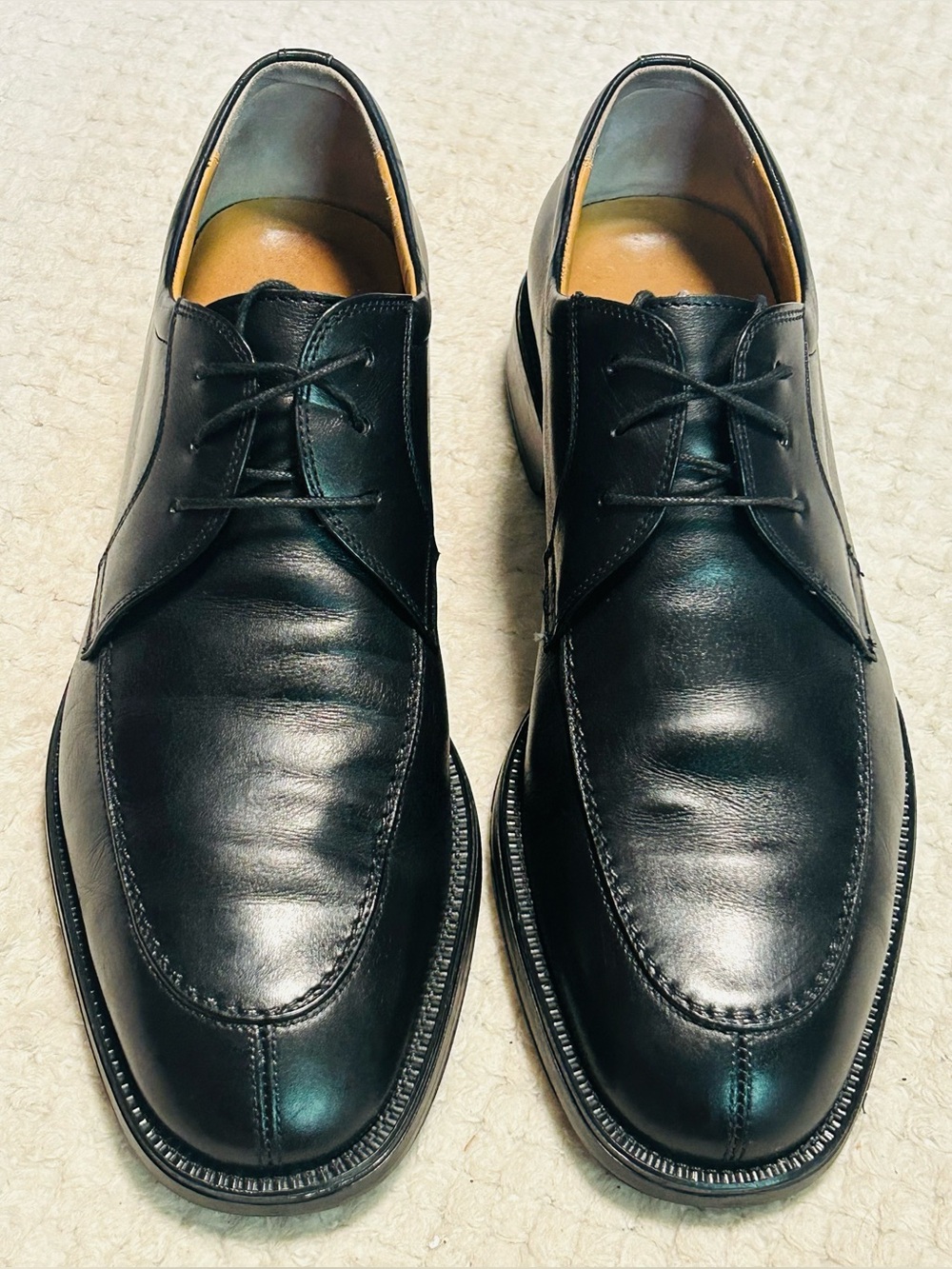 Salvatore Ferragamo Black Leather Split Toe Oxford Dress Shoes Mens 8 D Lace Up